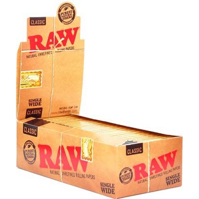 RAW SINGLE WIDE CLASSIC CIGARETTE ROLLING PAPERS 25CT/PACK